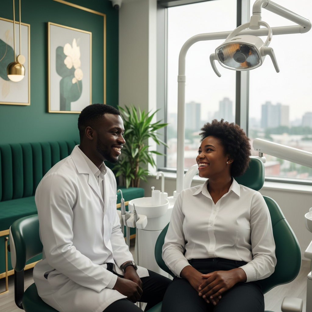 Dentist with patient